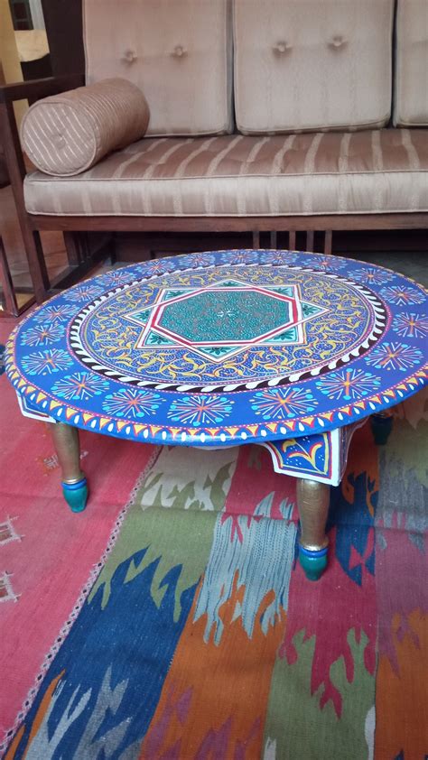 Moroccan Round Hand Painted Round coffee table – Heritage Handmad