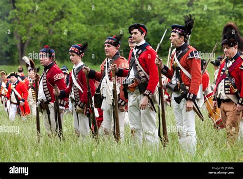 British soldiers during a reenactment of the 18th century Revolutionary ...