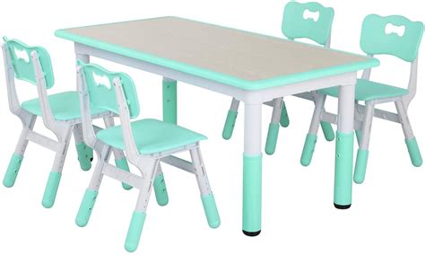 Buy lazyBuddy Kids Study Table and Chairs Set Height Adjustable HDPE Children Art Desk Multi ...