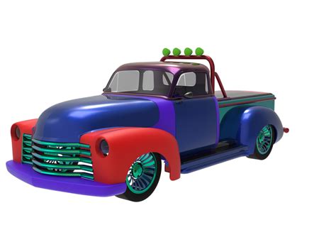 cartoon truck with a red and blue paint job 29861459 PNG