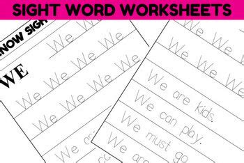 Sight Word Practice Worksheet - WE by readarmy | TPT