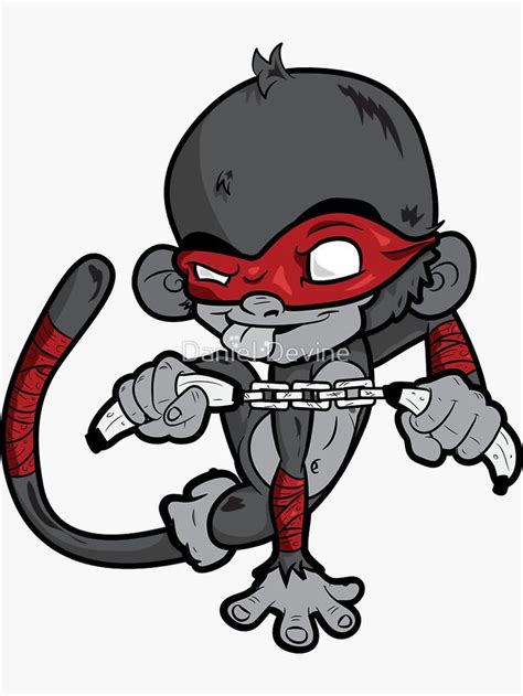 'Ninja Monkey (Classic Colors)' Sticker by Danny Devine | Monkey drawing, Monkey stickers ...