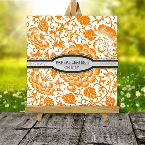 Orange Floral Paper: Orange Scrapbook Paper Orange Floral | Etsy