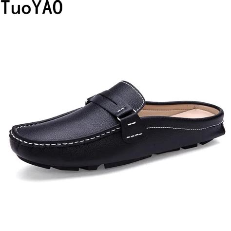 2017 Summer Men Loafers Shoes Breathable Mens Half Sandals Driving Shoes Flats-in Men's Casual ...