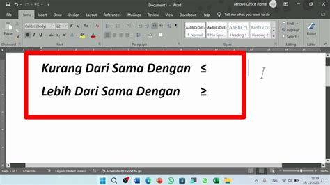 Tutorial Mengetikkan Simbol Kurang Dari Sama Dengan Dan Lebih Dari Sama Dengan di Microsoft Word ...