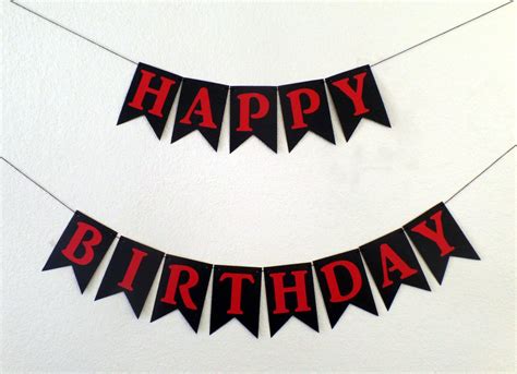 Red and Black Happy Birthday Banner Man Birthday Black and | Etsy