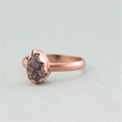 Raw Diamond Ring Natural Diamond Ring Unique Wedding Ring - Etsy