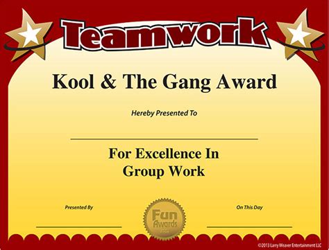 Funny Award Ideas: Free Teamwork Certificates