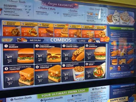 Printable Sonic Menu