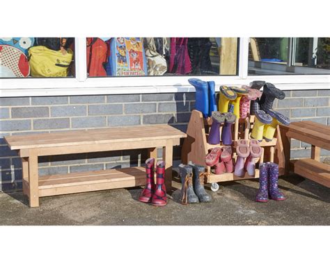 Wooden Outdoor School Shoe Bench- Set of 2 | CostCuttersUK