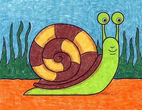 How to Draw a Snail · Art Projects for Kids — JINZZY