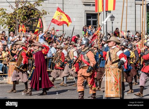 Madrid, Spain - October 12, 2017: Soldiers of old Spanish Tercios in ...