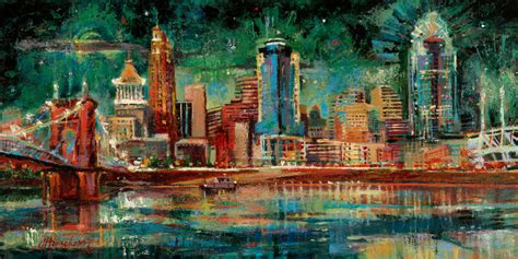 Cincinnati skyline painting