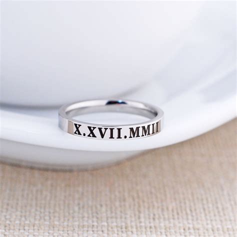 Roman Numeral Ring - 3mm - Engraved