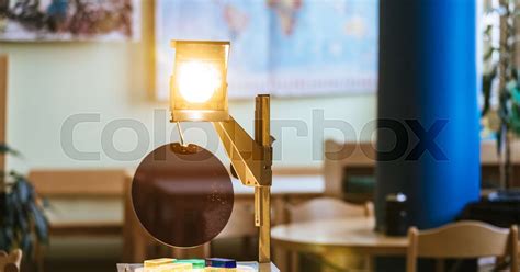 Schooling concept: Retro overhead projector in classroom, educational ...