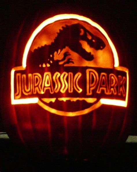 Jurassic Park Logo- 2019 Carved foam pumpkin-pattern by stoneykins.com | Jurassic park pumpkin ...