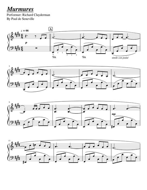 Murmures -Richard Clayderman- Sheet music for Piano (Solo) Easy | Musescore.com