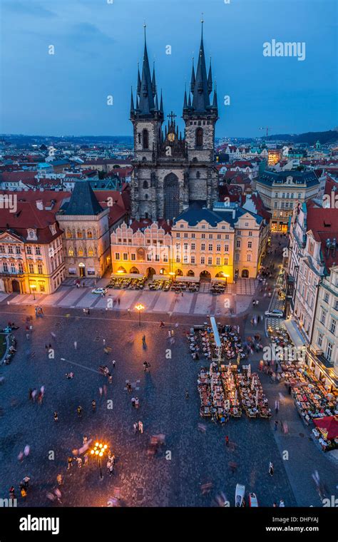 Prague Old Town Square at night Stock Photo - Alamy