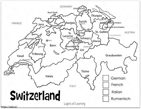 Switzerland Map coloring page