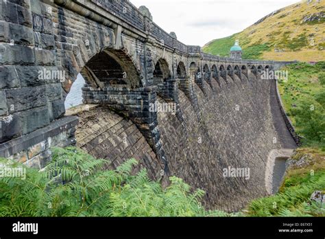 Graig Goch reservoir and masonry dam in the Elan Valley, Powys Wales ...