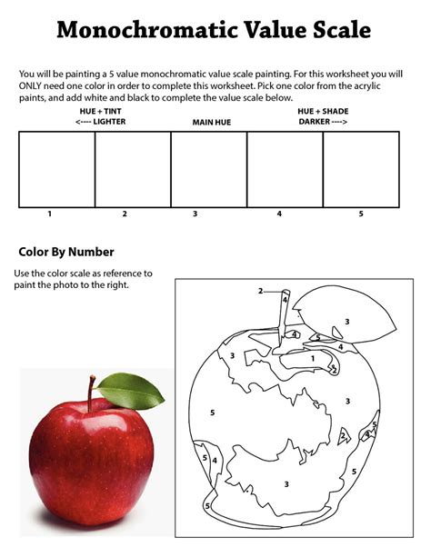 Value Worksheet Art