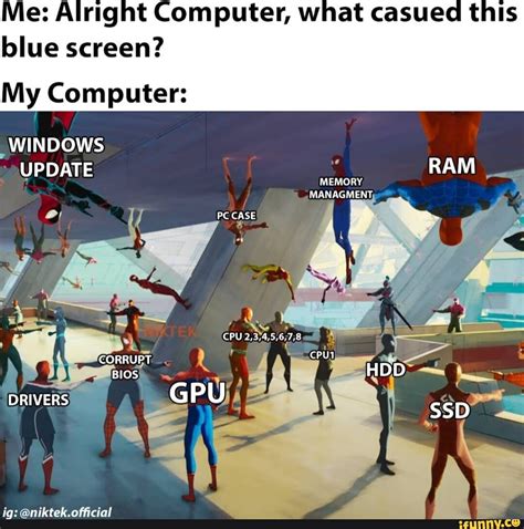 Me: Alright Computer, what casued this blue screen? My Computer ...