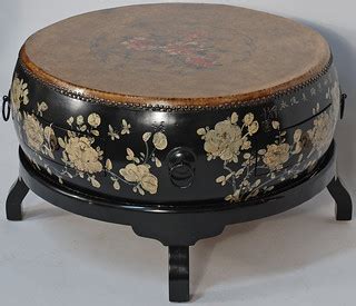 BK0084Y-Asian-Coffee-Table | Round drum on wooden stand, gre… | Flickr