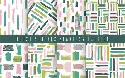 Premium Vector | Seamless abstract pattern set with brush strokes