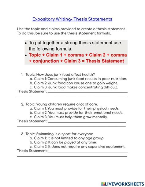 Thesis Statement interactive worksheet | Live Worksheets - Worksheets Library