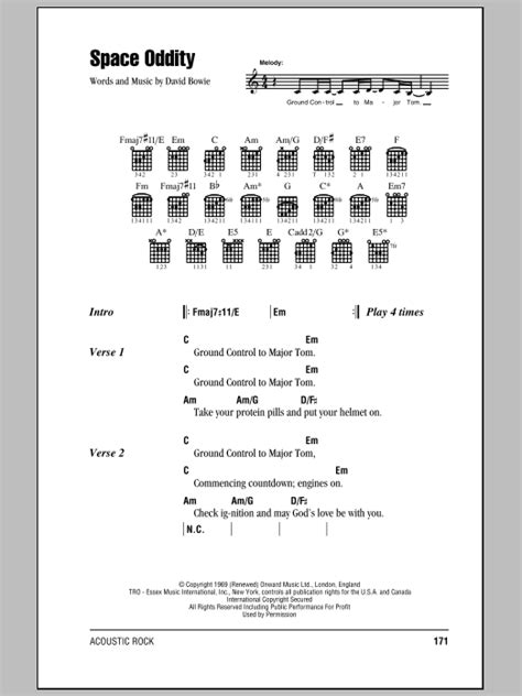 Space Oddity by David Bowie - Guitar Chords/Lyrics - Guitar Instructor