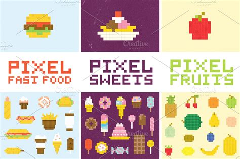 Big pixel art food set | Custom-Designed Graphic Objects ~ Creative Market