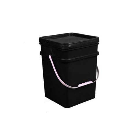 Square Black Plastic Buckets With Lids - QM Packaging