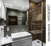 Image of Toilet and shower in a small bathroom | Freebie.Photography