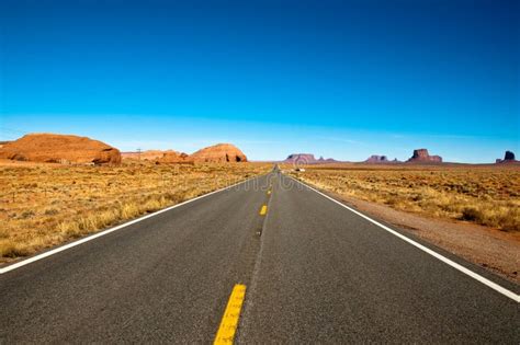 Straight Road In The Desert Stock Image - Image: 14858281