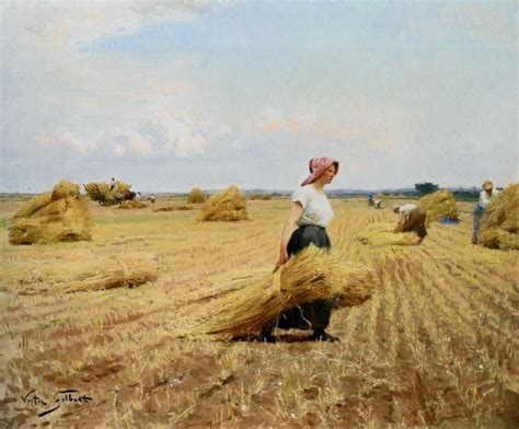 (uk) Woman harvesting wheat by George Clausen (1852- 1944). Oil on canvas. | Kunstproduktion ...