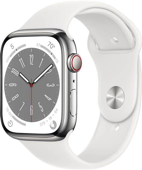 Apple Watch Series 8 45mm Cellular (silver stainless steel/white sportsbånd) | Elgiganten ...