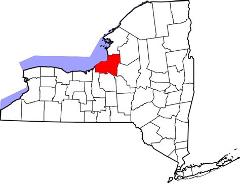 Image: Map of New York highlighting Oswego County