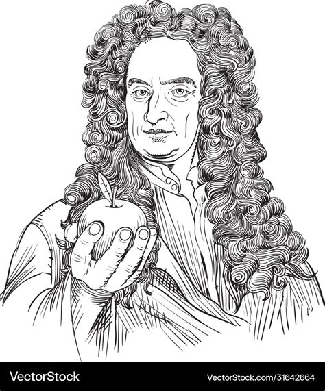 Isaac newton portrait Royalty Free Vector Image