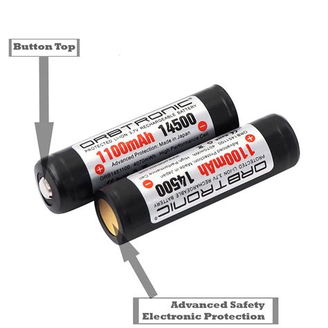 14500 Battery 3.7V Li-ion 1100mAh World's Highest Capacity FREE battery Holder