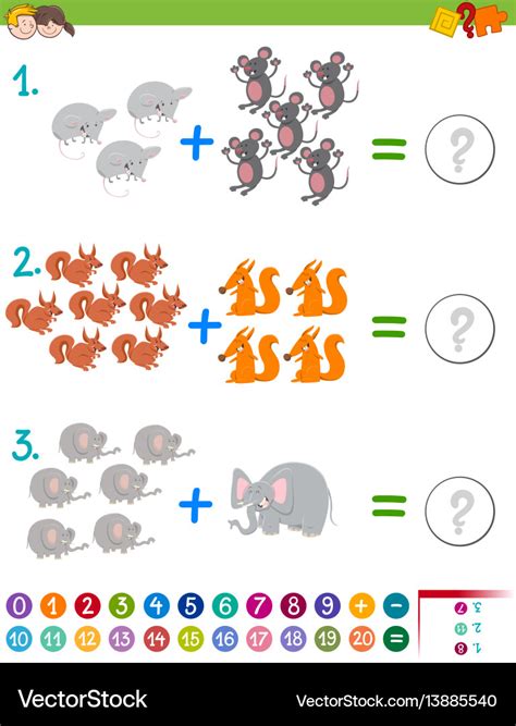 Addition maths game for kids Royalty Free Vector Image