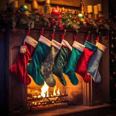 Premium AI Image | Colorful stockings hung by the chimney with care