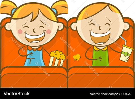 Kids watching comedy movie Royalty Free Vector Image