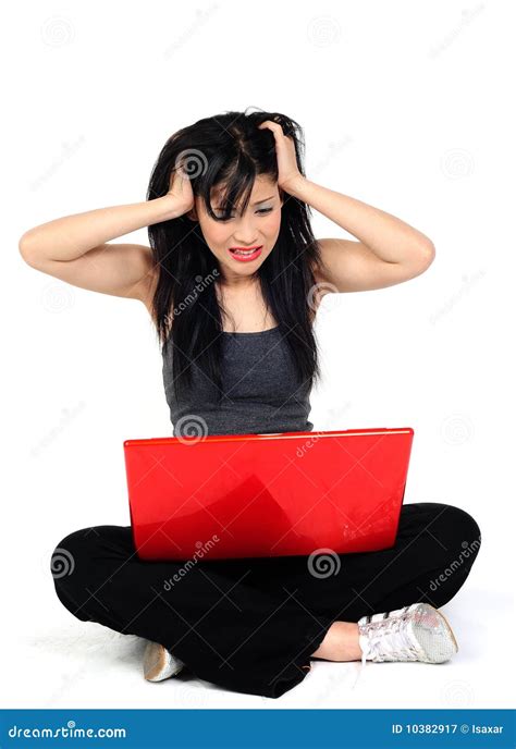 Woman Angry with Her Computer Stock Image - Image of stress, unsatisfied: 10382917