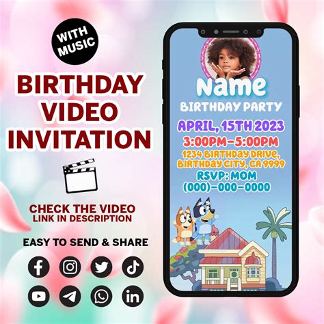 Animated Birthday invitation, birthday party invite, invitat - Inspire ...