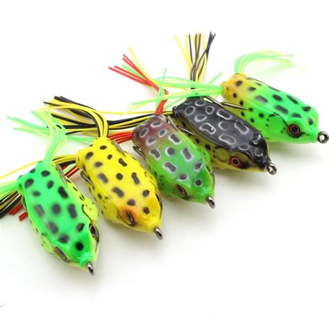 5pcs High Quality Topwater Frog Hollow Body Soft Fishing Lures ...