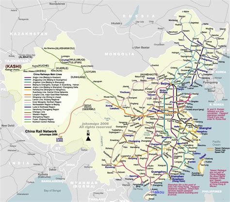 Mappa ferroviaria della Cina | China map, China train, Train map