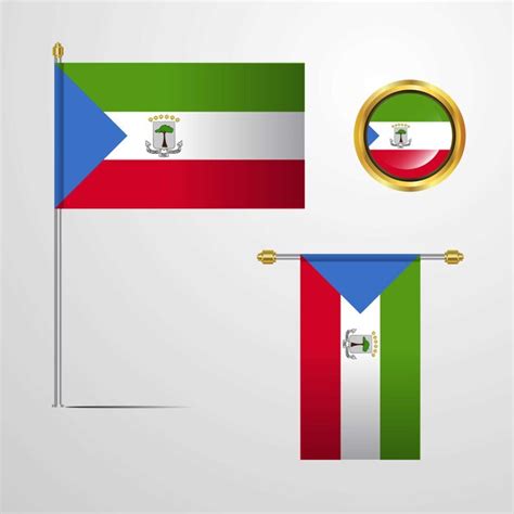 Premium Vector | Equatorial guinea waving flag design with badge vector