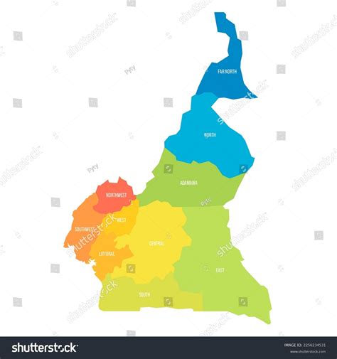 Cameroon Political Map Administrative Divisions Stock Vector (Royalty ...