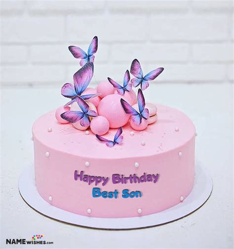 Best Son Butterfly Happy Birthday Cake With Name Edit