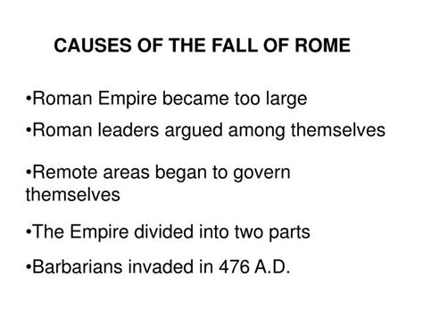 PPT - CAUSES OF THE FALL OF ROME PowerPoint Presentation, free download ...